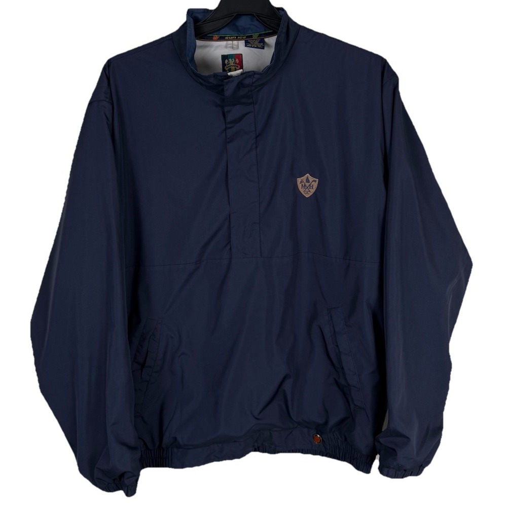 Vintage Sunice Golf‎ Jacket Men Large Navy Blue Quarter Zip Windbreaker Pullover